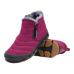 ticticlily Schneestiefel für Herren Winter Stiefeletten Reißverschluse Wasserdicht Gefüttert mit Warmem Fell Wasserdicht Wandern Schuhe A Dunkelrosa 37 EU von ticticlily