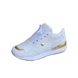 ticticlily Sneaker Plateau Damen mit Schnürschuhe Casual Sneakers B Weiß 43 von ticticlily