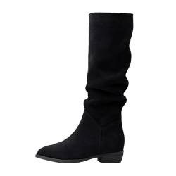 ticticlily Stiefel Damen Langschaft Stiefel Damen mit Absatz Flach Elegant Lange Kniehoch Langschaft Hohe Stiefel Lang Winterschuhe Damenstiefel G Schwarz 36 EU von ticticlily