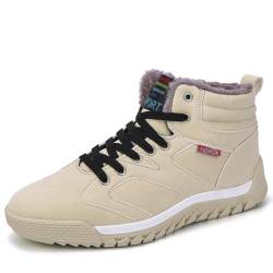 ticticlily Winter Boots Men Unisex Winterschuhe Winterstiefel mit Warm Gefüttert E Beige 45 von ticticlily