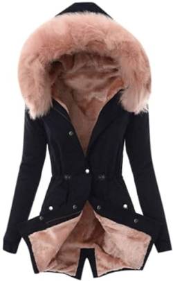 ticticlily Winterjacke Parka Mantel Damen Winter Herbst Wintermantel mit Kapuze Kunstfell Daunenmantel Lang Dicke Winterparka Slim Casual Steppmantel fur Damen Rosa M von ticticlily