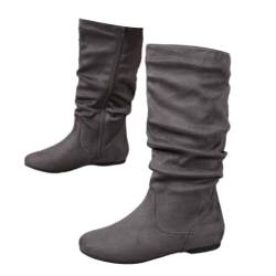 ticticlily Winterstiefel Damen Gefüttert Stiefel für Ankle Boots Schneestiefel Warme Winter Stiefeletten Damenschuhe Winterboots Flach Wanderschuhe D Grau 38 EU von ticticlily