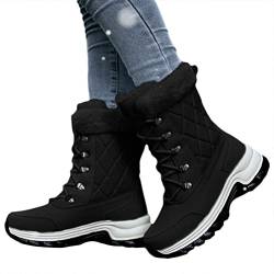 ticticlily Winterstiefel Damen Wasserdicht Warme Gefüttert Winterschuhe Damen Wasserdicht Softshell Vamp Schneestiefel Warme Stiefel Winter Rutschfeste Mittelhoher Boot B Schwarz 40 EU von ticticlily