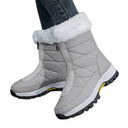 ticticlily Winterstiefel Damen Winter Warm Gefütterte Winterschuhe Damen Schneestiefel Wasserdicht Rutschfest Schnee Regen Mittelhoher Stiefel Outdoor A Grau 39 EU von ticticlily