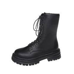 ticticlily Winterstiefel Damen Winterschuhe Kurzschaft Schnürstiefel Gothic Vintage Stiefeletten Schuhe Plateau Stiefel E Schwarz 41 von ticticlily