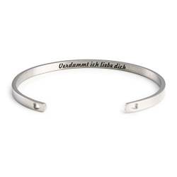 tideflow Armband offener Armreif Geschenk für Damen Frauen Mädchen Freundin Braut. Edelstahl. Motivationsspruch, Inspiration auf die Innenseite Graviert von tideflow