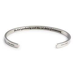 tideflow Armband offener Armreif Geschenk für Damen Frauen Mädchen Freundin Braut. Edelstahl. Motivationsspruch, Inspiration auf die Innenseite Graviert von tideflow