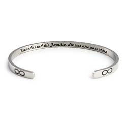 tideflow Armband offener Armreif Geschenk für Damen Frauen Mädchen Freundin Braut. Edelstahl. Motivationsspruch, Inspiration auf die Innenseite Graviert von tideflow