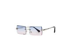 tigratigro Sonnenbrille für Damen, reflektierend, rechteckig, ohne Rahmen, quadratische Sonnenbrille, Blau + Pink von tigratigro