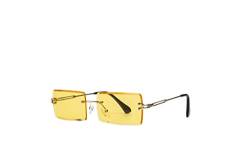 tigratigro Sonnenbrille für Damen, reflektierend, rechteckig, ohne Rahmen, quadratische Sonnenbrille, gelb von tigratigro