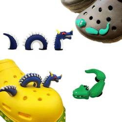 3D Krokodil Anhänger, 2 Set (Aligator, Drache) Krokodil-Anhänger-Set, Krokodil-Dekorationen für Krokodil-Anhänger, 3D-Jibitz für Frauen, Männer von tikono