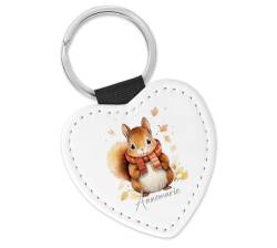 timalo® Schlüsselanhänger personalisiert mit Namen Herz Schlüsselband aus Kunstleder Geschenk Weihnachten Nikolaus Jungen Mädchen | Eichhörnchen-3 von timalo