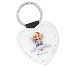 timalo® Schlüsselanhänger personalisiert mit Namen Herz Schlüsselband aus Kunstleder Geschenk Weihnachten Nikolaus Jungen Mädchen | Engel von timalo