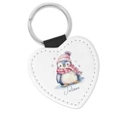 timalo® Schlüsselanhänger personalisiert mit Namen Herz Schlüsselband aus Kunstleder Geschenk Weihnachten Nikolaus Jungen Mädchen | Pinguin von timalo