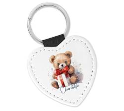 timalo® Schlüsselanhänger personalisiert mit Namen Herz Schlüsselband aus Kunstleder Geschenk Weihnachten Nikolaus Jungen Mädchen | Teddy-2 von timalo