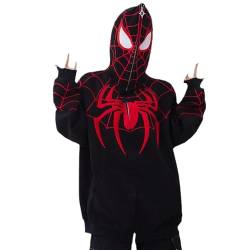 tinbarry Damen Herren Y2K Zip Up Hoodie Spider Grunge Kapuzenpullover Oversized Gothic Punk Kapuzenjacke Halloween Langarm Jacke Vintage Loose Sweatshirt Hip Hop Streetwear von tinbarry