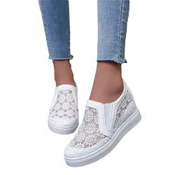 tinbarry Damen Sneaker Low Spitze Wanderhalbschuhe Elegant Spitze Turnschuhe mit Spitze Sommerschuhe Netz Laufschuhe Sportschuhe Platform Mesh Freizeitschuhe von tinbarry