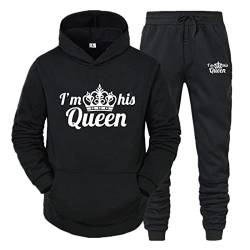 tinbarry King Queen Pullover Outfit Set Kapuzenpullover Couple Jogginganzug Freizeitanzug Hoodie und Jogging Set für Paare Sportanzug von tinbarry