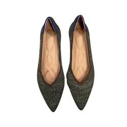 Damen Casual Flat Shoes Ballerinas Slip On Knit Kleid Schuhe Elegant Pointed Flat Shoes Fashion Comfortable Schuhe Breathable Outdoor Shoes von tinetill