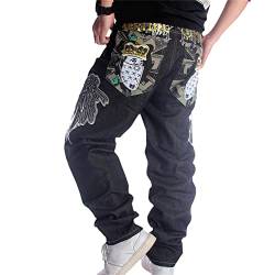 tinetill Cargohosen Herren Jeanshose Hip Hop Baggy Jeans Vintage Graffiti Drucken Loose Fit Denim Jeanshose Hipster Style Straßentanz Hosen Teenager Weitem Bein Pants Hose Streetwear von tinetill