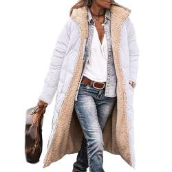 tinetill Daunenjacke Damen Sherpa Fleece Winterjacke Lang Pufferjacken Mit Kapuze Steppmantel Fleecejacke Dicke Wintermäntel von tinetill