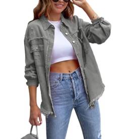 tinetill Jeansjacke Damen übergangsjacke Vintage Oversize Boyfriend Jean Mantel Übergangs Ripped Denim Jacken Jeansmantel von tinetill