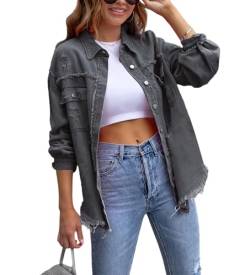 tinetill Jeansjacke Damen übergangsjacke Vintage Oversize Boyfriend Jean Mantel Übergangs Ripped Denim Jacken Jeansmantel von tinetill