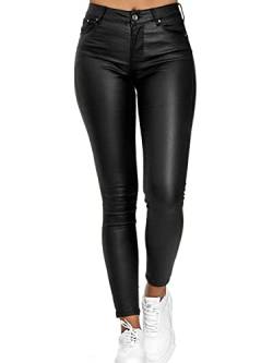 tinetill Lederhose Damen Leggings Kunstlederhose Fit High Waist Skinny Legs Hose, Glatte Damen Hose, Frauen Kunstlederhose, PU Lederhose Clubwear von tinetill