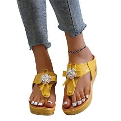 tinetill Sandalen Damen Flip Flops Elegante Sommerschuhe Keilabsatz Plateau Pantoletten Mit Absatz Plattform Slipper Hausschuhe Damenschuhe von tinetill