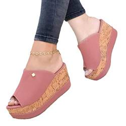 tinetill Sandalen Damen Sommer Wedge Peep Toe High Heel Plattform Pantoletten Flache Schuhe Anti-Rutsch-Sandalen von tinetill