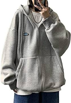 tinetill Sweatjacke Damen Sportjacke Kapuzenjacke Hoodie Hip Hop Boyfriends Stil Oberteile Basic Pullover Jacke Kapuzenpullover Zip Up Hoodies Übergangsjacke E-Girl 90er Vintage Streetwear von tinetill