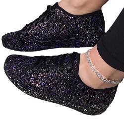 tinetill Turnschuhe Frauen Glitzer Sneaker Paillettes Slip On Sportschuhe Freizeitschuhe Bequeme Segeltuchschuhe Damen Schuhe Canvas Walkingschuhe von tinetill