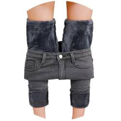 tinetill Winterjeans Damen Jeans Fleece Gefütterte Denim Hosen Winter Thermo Jeans Leggings High Waist Jeans Warm Plüsch Jeggings Thermojeans Fleece Lang Hose von tinetill