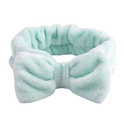 tinysiry Bowknot Coral Fleece Haarband, einfarbiges Waschgesichtshaarband zum Waschen des Gesichts, Dusche, Sport, Schönheit, Hautpflege Grün von tinysiry