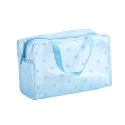 tinysiry Faltbare durchsichtige Tragetasche, transparente Kosmetik-Make-up-Kulturtasche für Männer und Frauen, wasserdichte Gepäck-Organizer-Aufbewahrung mit Blumenmuster Blau von tinysiry