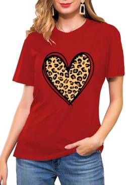 Liebesherz T Shirts für Damen Valentinstag Herz T-Shirt Frauen Cute Herz Graphic Tees von tiorhooe