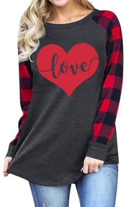 Liebesherzpullover Damen Valentinstag Herz Sweatershirt Frauen Cute Herz Graphic Langarm Shirts von tiorhooe