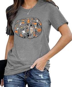 Pumpkin Shirt Damen Lustige Kürbis Graphic Tshirts Short Sleeve Casual Tee Tops Thanksgiving Geschenk Tees von tiorhooe