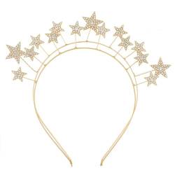 Modisches Stirnband mit Sternenkronen für Damen, handgefertigt, bunt, Vintage-Stil, Party-Haarreifen für Zöpfe von tixoacke