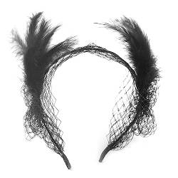 Netz- und Feder-Stirnband für Damen, Netzdekor, ethnischer Haarreif, Halloween, Hochzeit, Party, Braut, Haarschmuck, ethnische Stirnbänder für Frauen von tixoacke