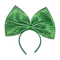 Patrick Day Haarreif mit Pailletten, grüne Schleife, Kleeblatt, irischer Nationalfeiertag, Party, Kopfzubehör, irisches grünes Stirnband von tixoacke