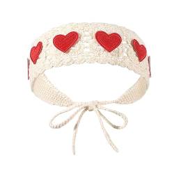 Sonnenfestes Damen-Haarband mit Blume/Herz, gehäkelt, rechteckig, Turban, elastische Haarbänder, Turban, Frühling, Sommer, Haarschmuck, böhmische Stirnbänder für Frauen, Hochzeit, böhmische Blume von tixoacke