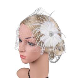 TeaParty Fascinator Haarnadel Cocktail Party Federn Haarspange für Frauen Mesh Blume Kopfschmuck Elegant Kirche Stirnband Feder Haarspange Mesh Haarspange von tixoacke