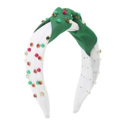 Weihnachts-Haarreif mit glänzenden Perlen, Kristallperlen, geknotete Stirnbänder, Kopfschmuck für Halloween, Party, Dekoration, Perlen, Stirnbänder für Frauen von tixoacke