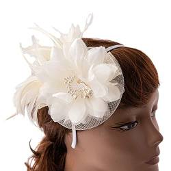 tixoacke Vintage Fascinator Hut Stirnband mit Feder für 20er Jahre Teeparty Hochzeit Kostüm Pillbox Hut Hochzeit Kopfbedeckung Feder Stirnband von tixoacke