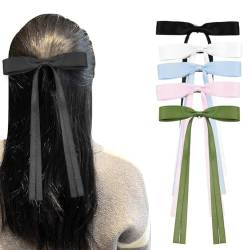 Haarschleifen-Clips für Frauen und Mädchen, Schleife Haarspangen Haarschleifen mit langem Schwanz, Bowknot Quaste Haarklammer für Frauen, Haarspangen mit Schleifen-Zubehör von tkerinse