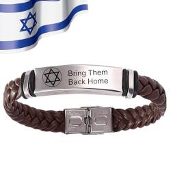 tkerinse Bring Them Back Home Armband für Männer und Frauen, Ständer mit Israel-Armband, Israel-Flagge, Ständer mit Israel-Armband, Lederarmbänder, israelische Flaggen, Israel-Schmuck, 1pc, von tkerinse