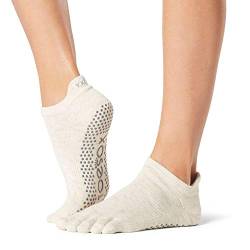toesox Damen Low Rise Full Toe Grip Anti-Rutsch für Ballett, Yoga, Pilates, Barre Toe Socken, Haferflocken (Oatmeal), Medium von toesox