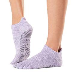 toesox Damen Low Rise Full Toe Grip Anti-Rutsch für Ballett, Yoga, Pilates, Barre Toe Socken, erikaviolett, Small von toesox