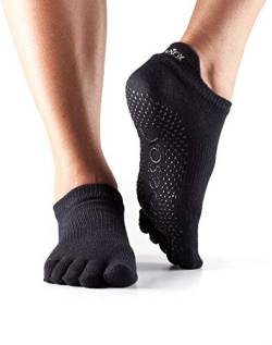 toesox Männer und Frauen 1 Paar Ausführliche Toe Organic Cotton Low Rise Yoga Socks In Black 3-5,5 Unisex Schwarz von toesox